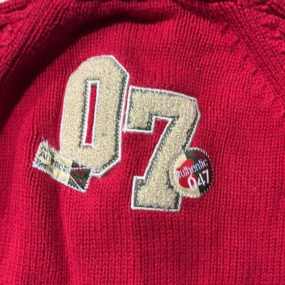Cherokee | Baby Boys Red Knit Letterman Full Zip Winter Sweater 3M - Picture 4 of 14
